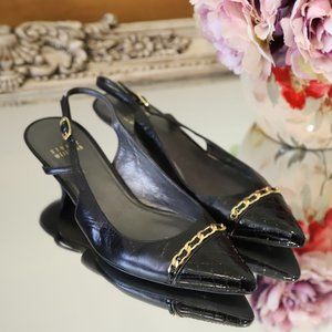 Stuart Weitzman Black Leather Kitten Sz6.5